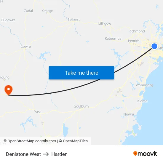 Denistone West to Harden map