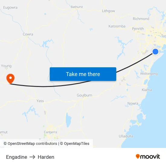 Engadine to Harden map