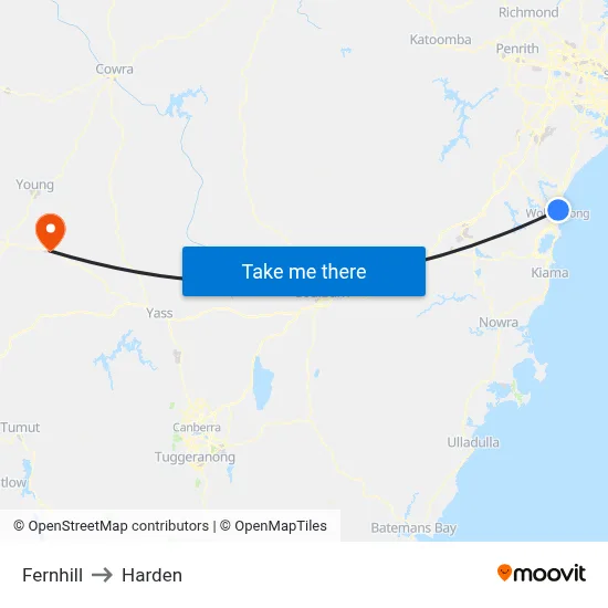 Fernhill to Harden map
