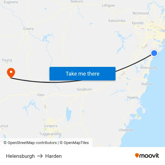 Helensburgh to Harden map