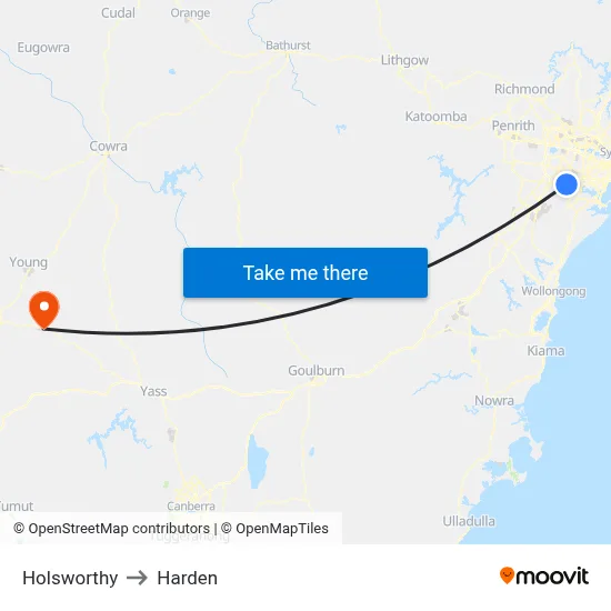 Holsworthy to Harden map