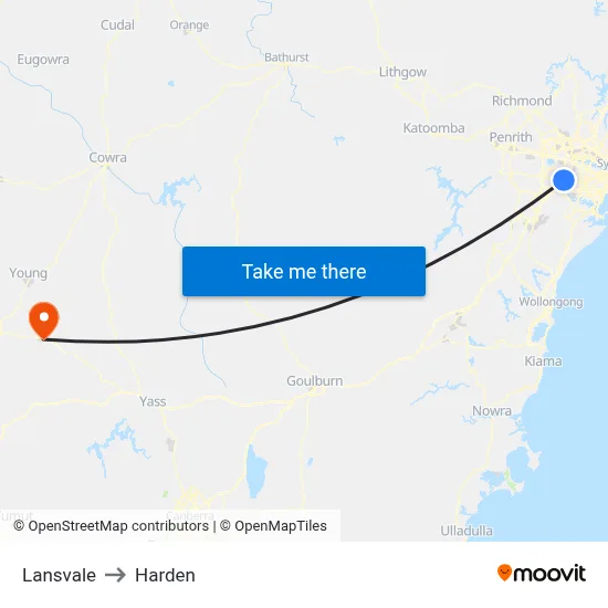 Lansvale to Harden map