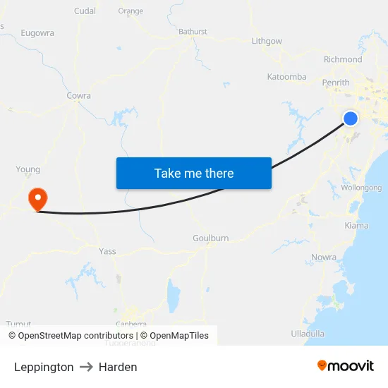 Leppington to Harden map