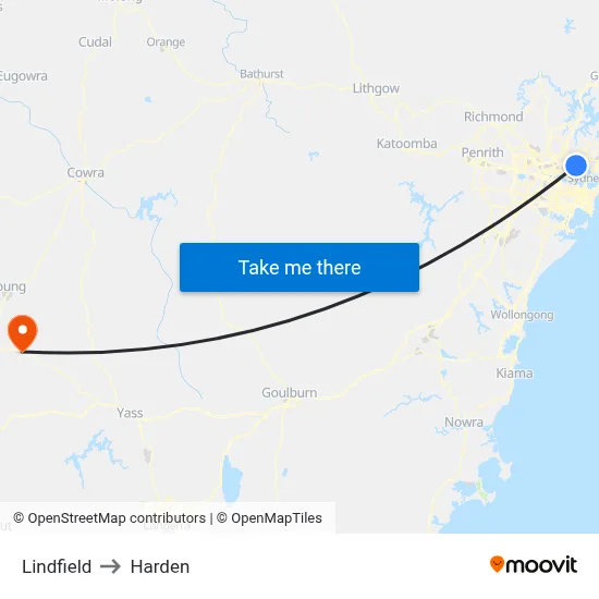 Lindfield to Harden map