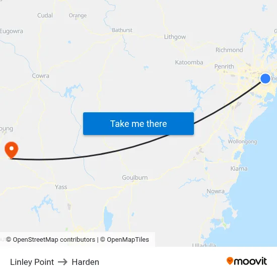 Linley Point to Harden map