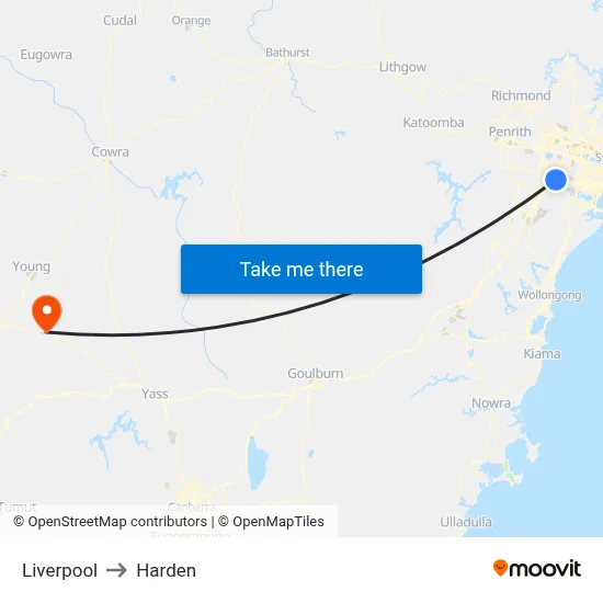 Liverpool to Harden map