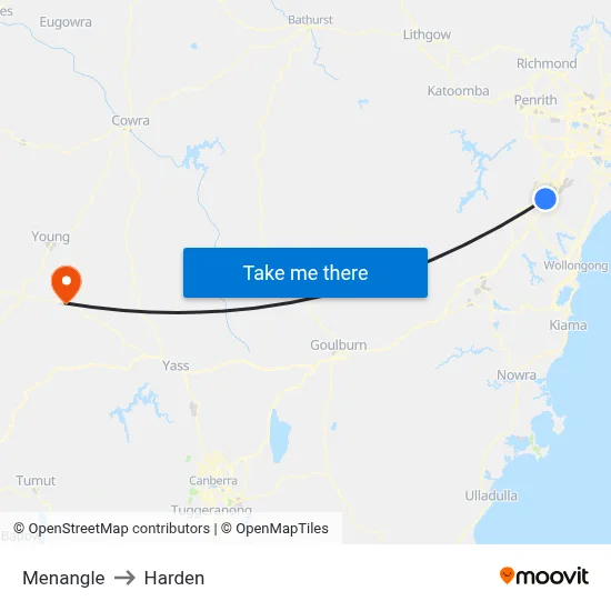 Menangle to Harden map
