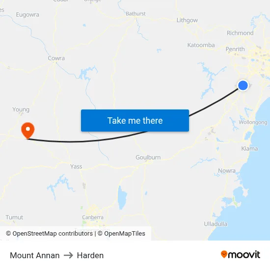 Mount Annan to Harden map