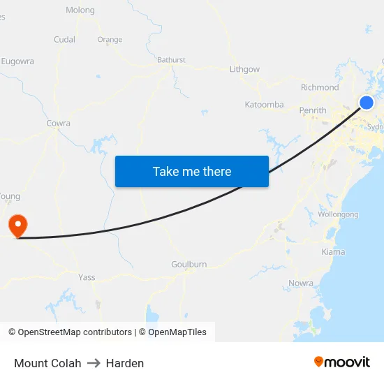 Mount Colah to Harden map