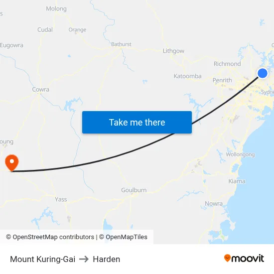 Mount Kuring-Gai to Harden map