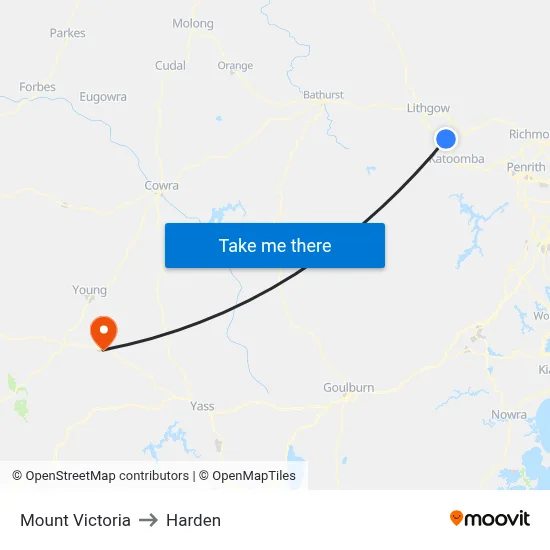 Mount Victoria to Harden map