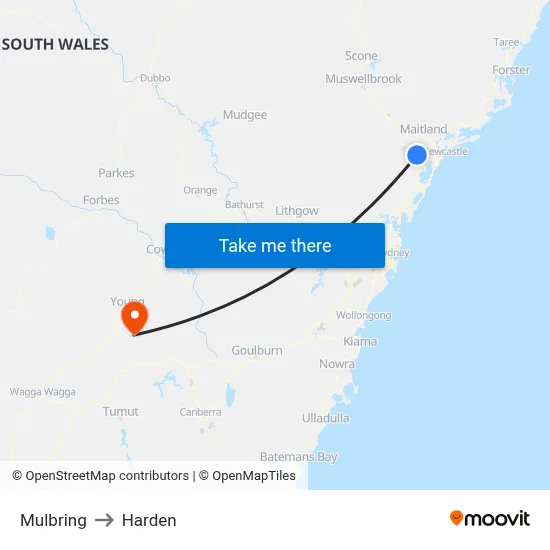 Mulbring to Harden map