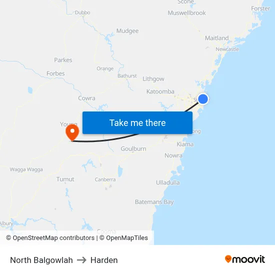 North Balgowlah to Harden map