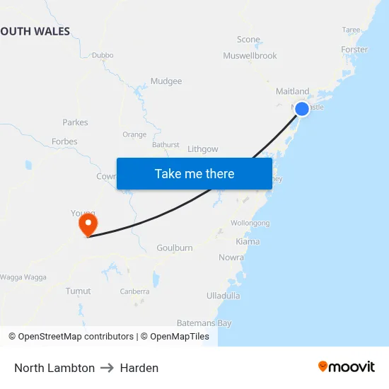 North Lambton to Harden map