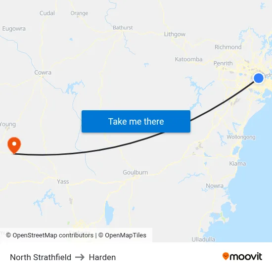 North Strathfield to Harden map