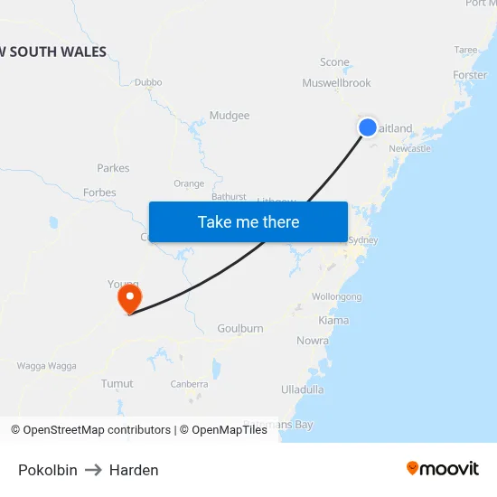 Pokolbin to Harden map