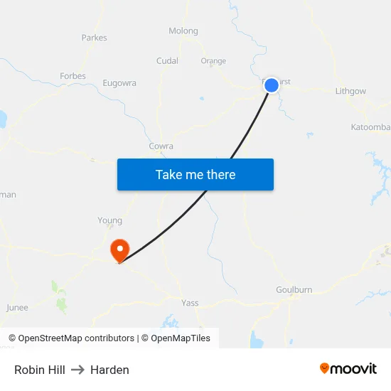 Robin Hill to Harden map