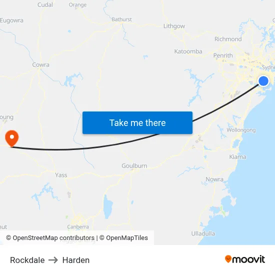 Rockdale to Harden map