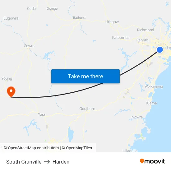 South Granville to Harden map
