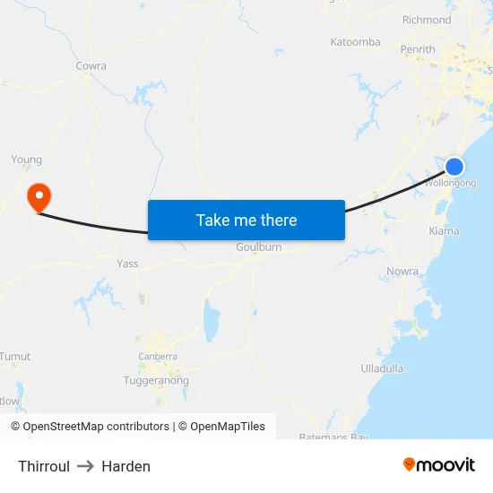 Thirroul to Harden map
