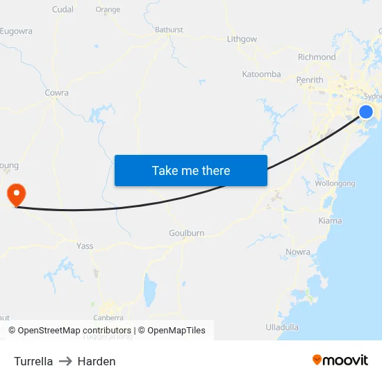 Turrella to Harden map