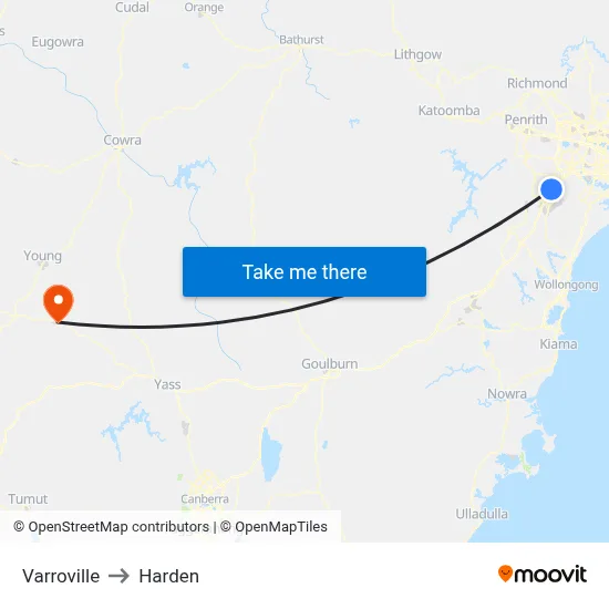 Varroville to Harden map