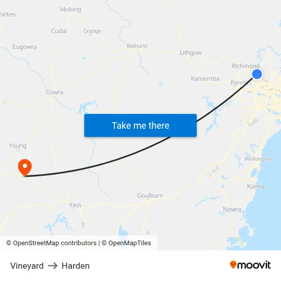 Vineyard to Harden map