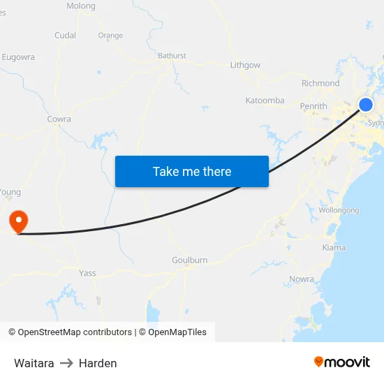 Waitara to Harden map