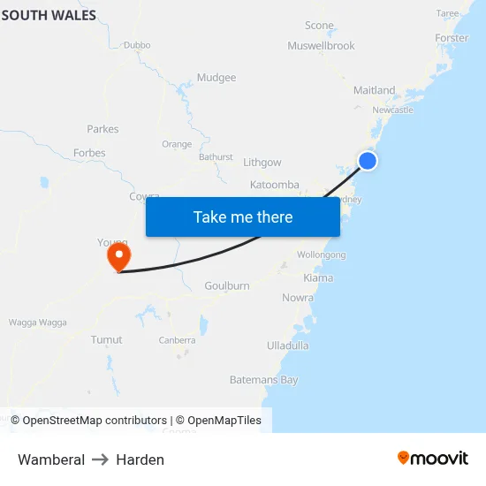 Wamberal to Harden map