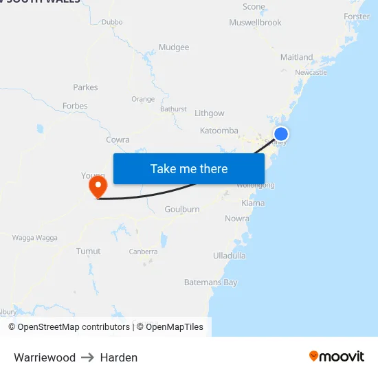 Warriewood to Harden map