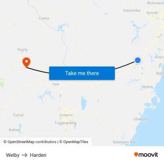 Welby to Harden map