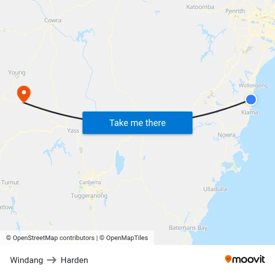 Windang to Harden map