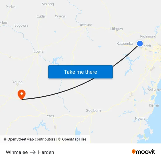 Winmalee to Harden map