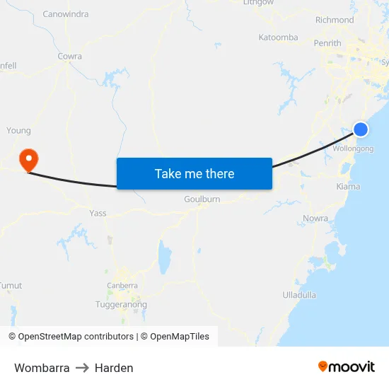 Wombarra to Harden map