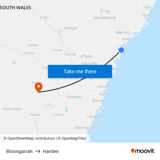 Woongarrah to Harden map