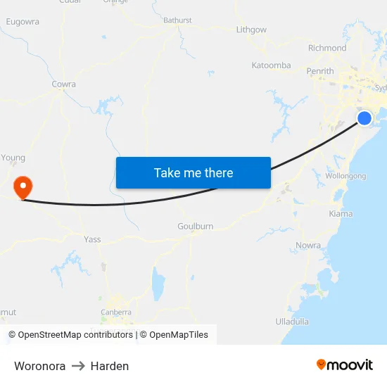 Woronora to Harden map