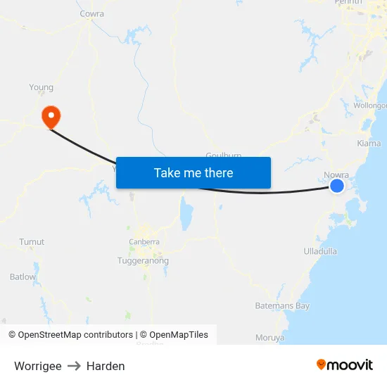 Worrigee to Harden map