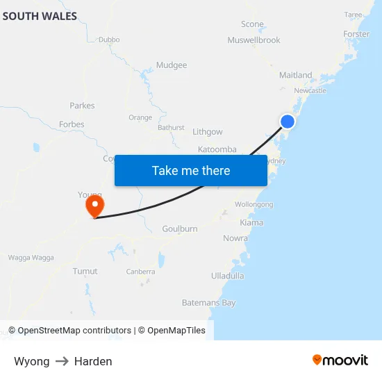 Wyong to Harden map