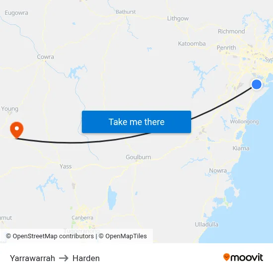 Yarrawarrah to Harden map