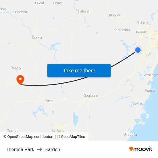 Theresa Park to Harden map