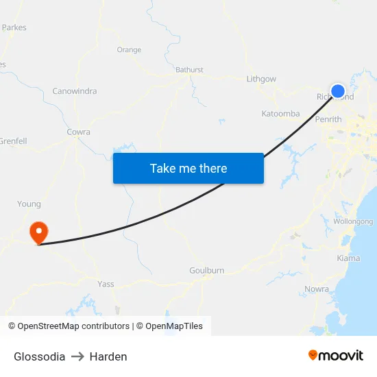 Glossodia to Harden map