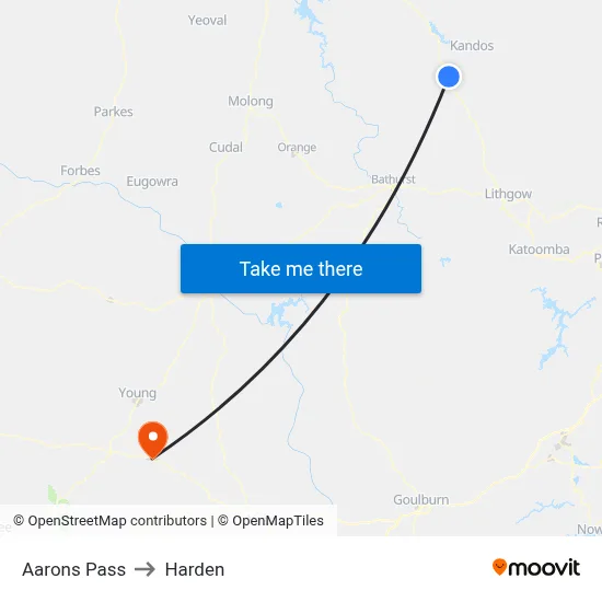 Aarons Pass to Harden map