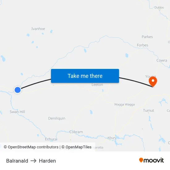 Balranald to Harden map