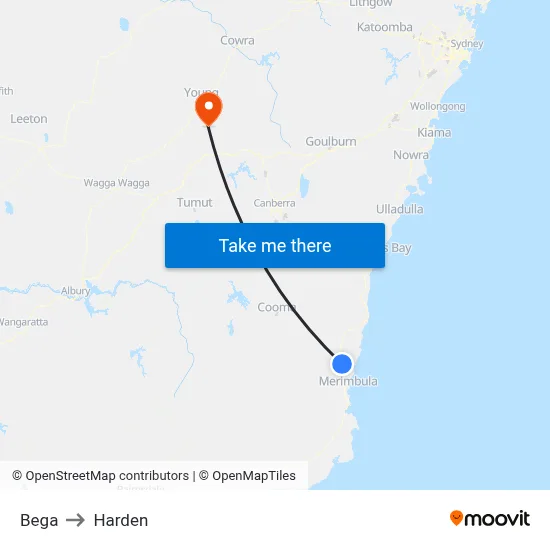 Bega to Harden map