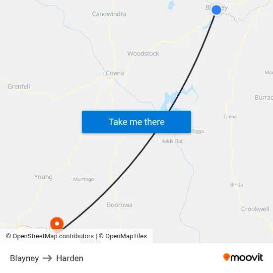 Blayney to Harden map
