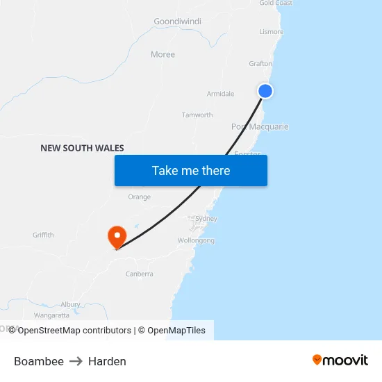 Boambee to Harden map