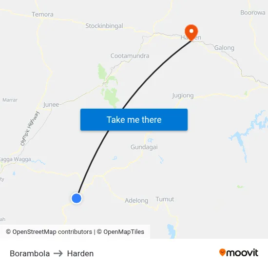 Borambola to Harden map