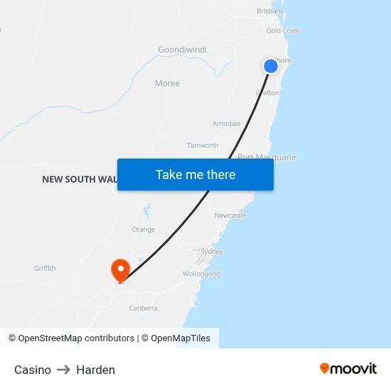Casino to Harden map