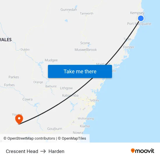 Crescent Head to Harden map
