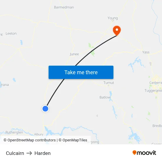 Culcairn to Harden map